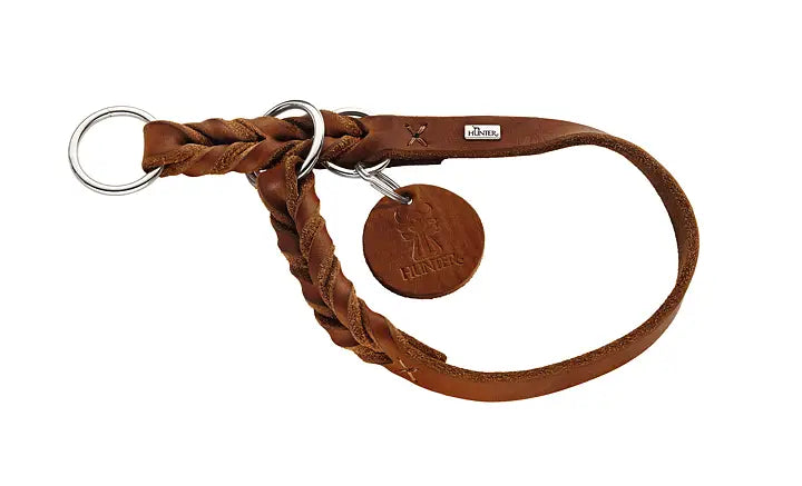 Hunter Läderhalsband halvstryp cognac