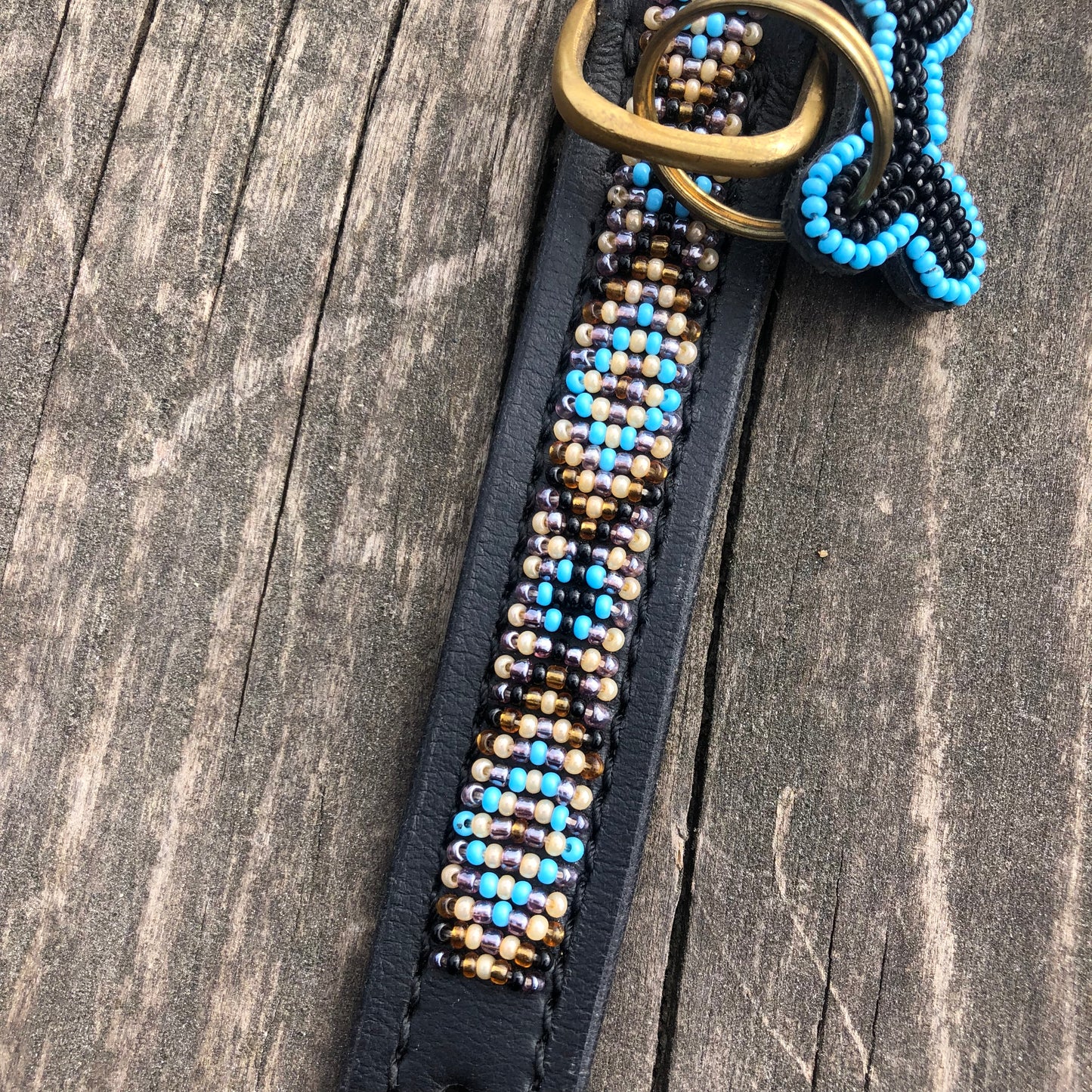 Läderhalsband Turkos mini