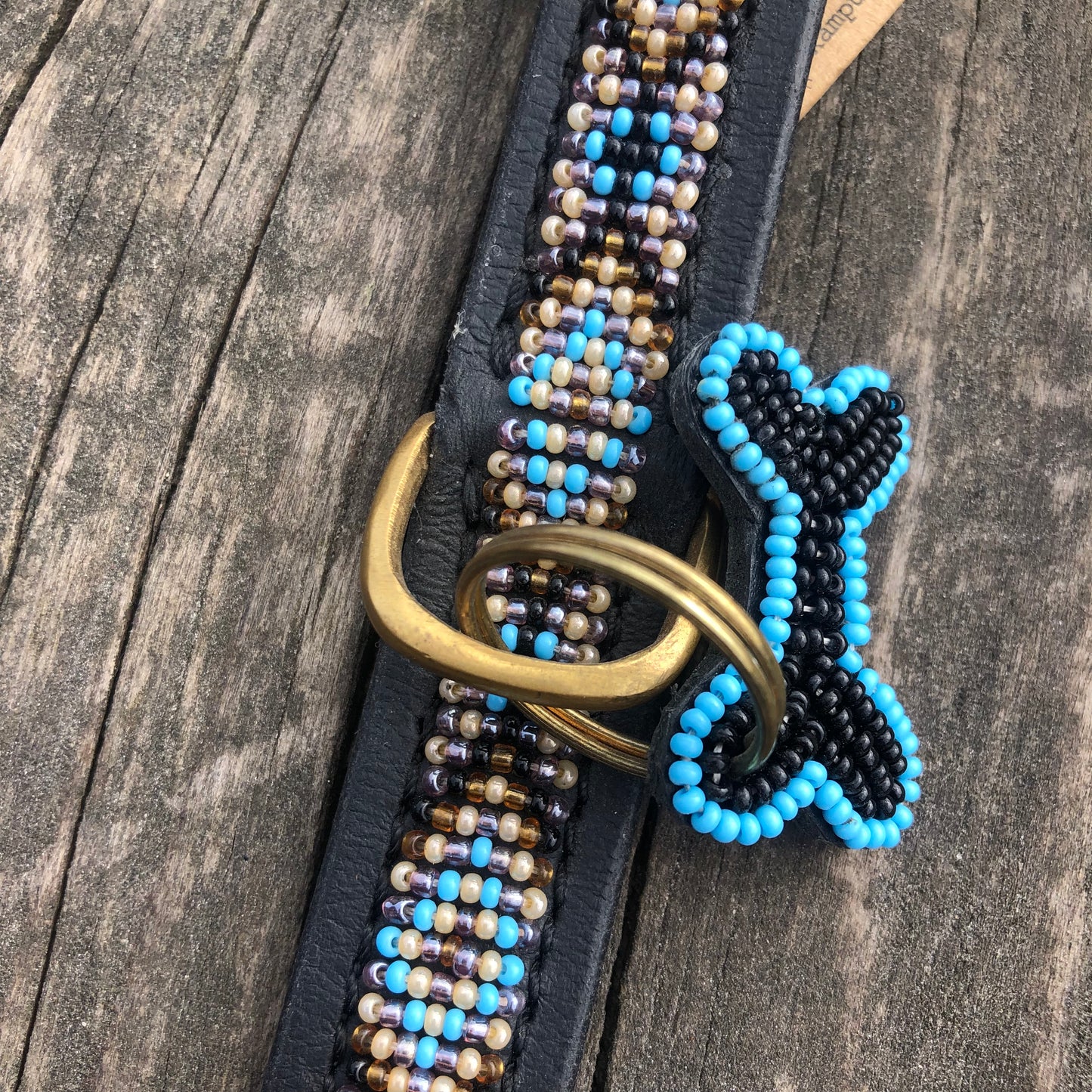 Läderhalsband Turkos mini