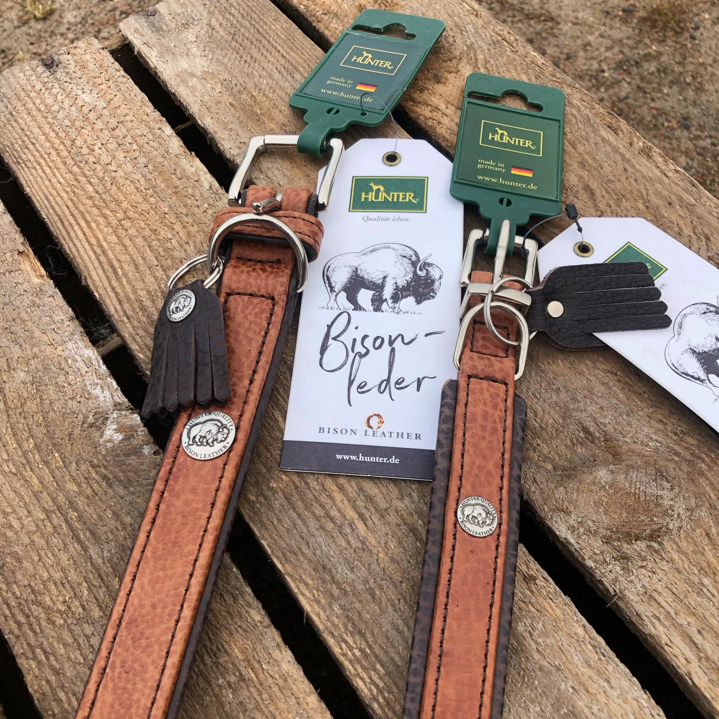 Hunter Läderhalsband Cody Comfort cognac/mörkbrun