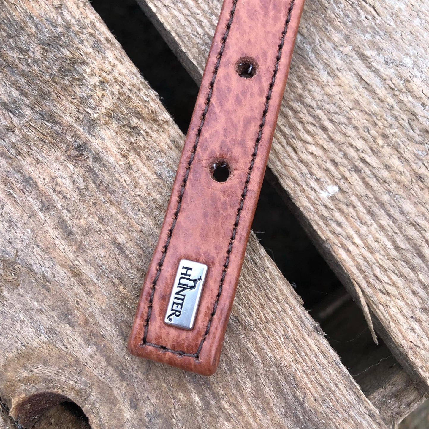 Hunter Läderhalsband Cody Comfort cognac/mörkbrun