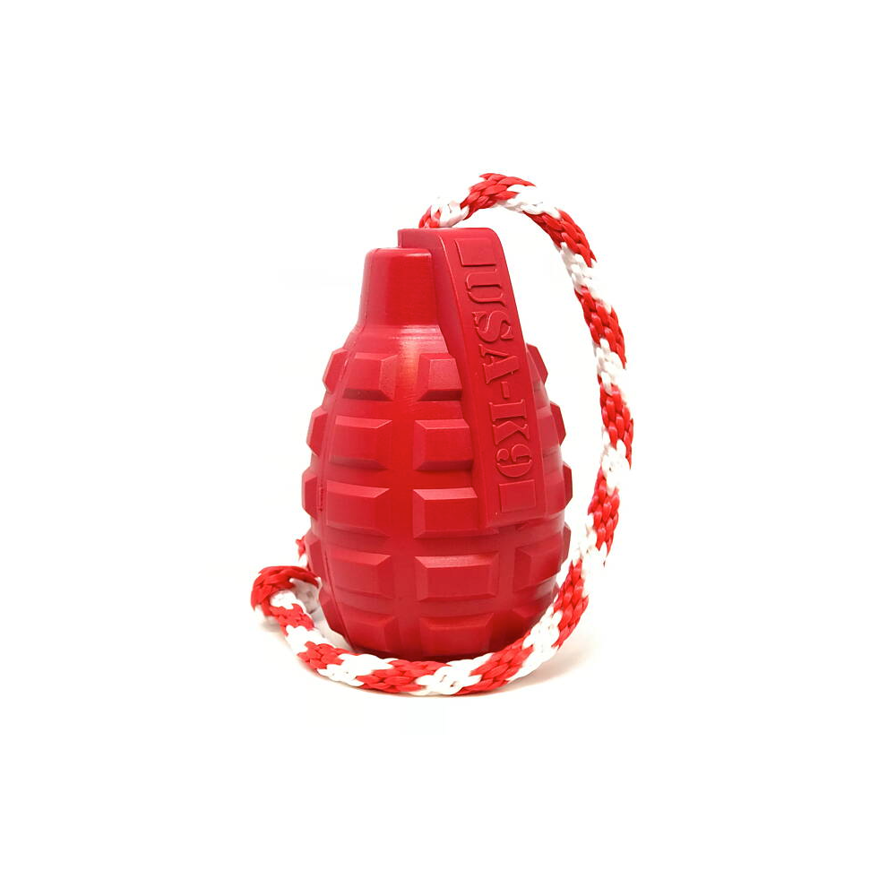 Träningsleksak USA K9 granat med rep röd L