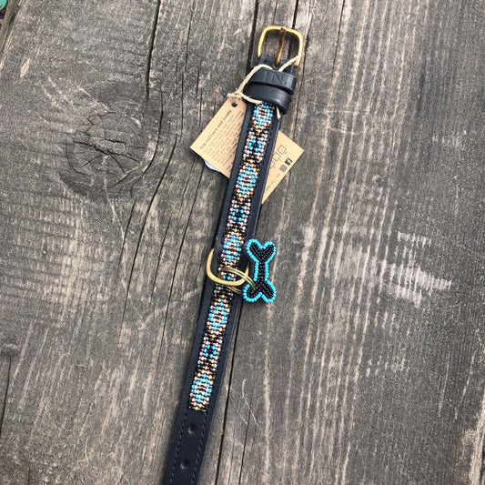 Läderhalsband Turkos mini